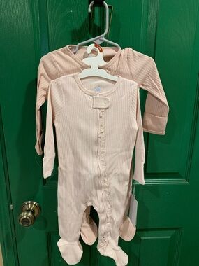 cloud island Light Pink Ribbed Footed One-Piece